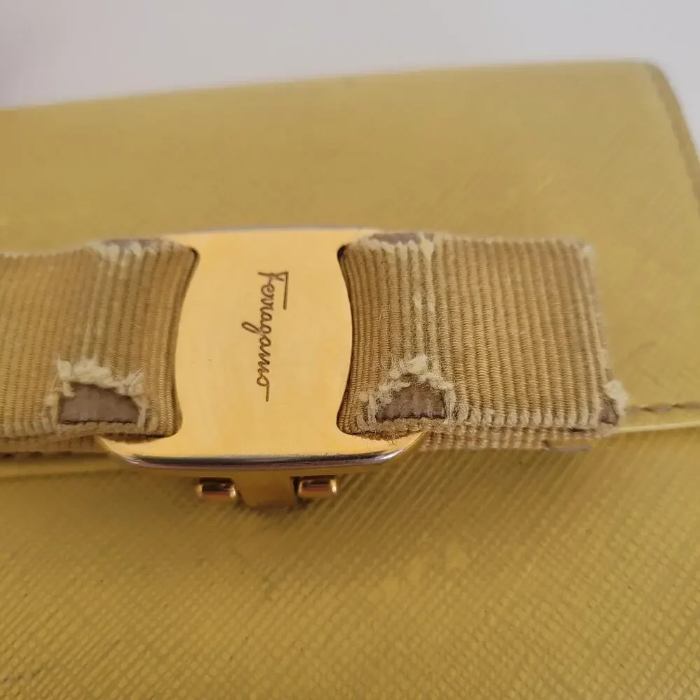 Salvatore‎ Ferragamo Vala Wallet Leather Yellow Small Compact Card Bill Fair